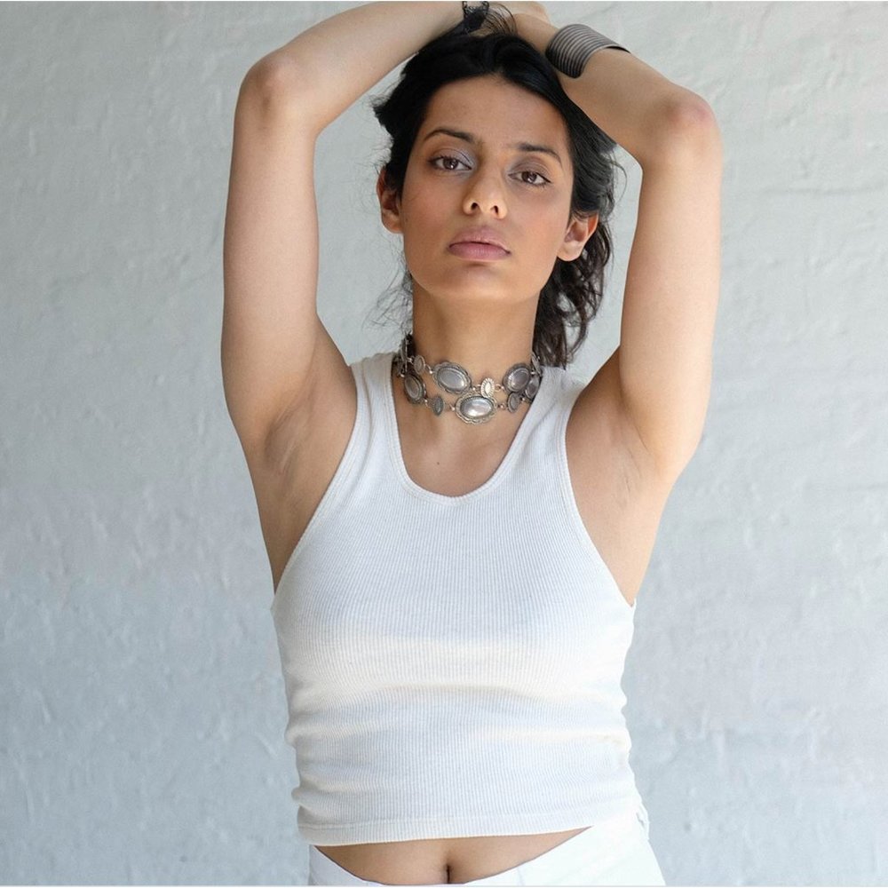 Roberta white wife beater tank top